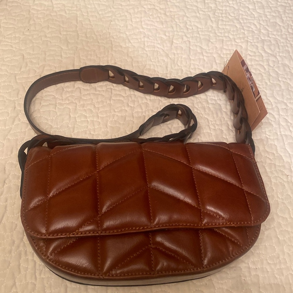 PATRICIA NASH QUILTED LEATHER VERNITA CHAIN LINK SHOULDER BAG. NWT